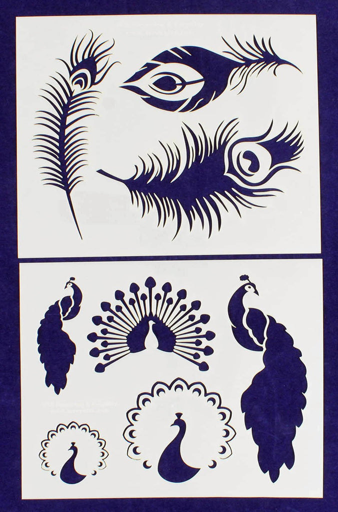 peacock-stencils-mylar-2-pieces-of-14-mil-8-x-10-painting-crafts-quilting-templates-and-more