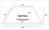 Half Hexagon 8.3" with Seam, Center Guideline & Guide Holes-Quilt Templates-