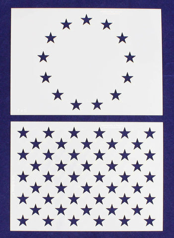 2 Pc- 5" x 7" -13 Star Revolutionary War & 50 Star Fields. Stencils
