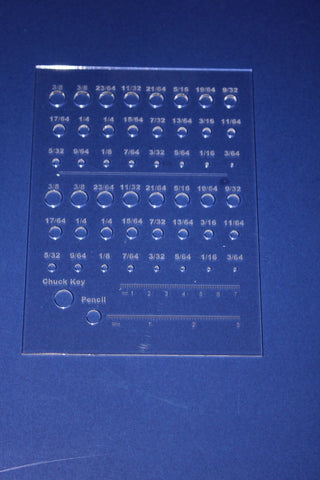 Laser Cut Drill Bit Storage Acrylic Template - Imperial Sizes 1/8"