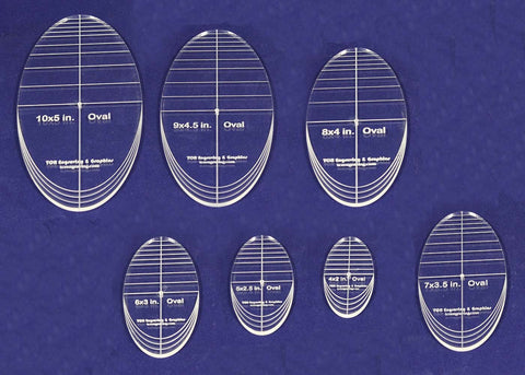 Oval Quilt Templates 7 Piece Set. 4"-10" - Multi Purpose 1/4"