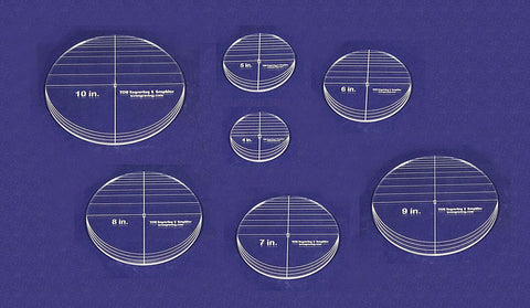 7 Piece Circle Set - No Seam 4 - 10 Inches - 1/4 Inch Thick - Long Arm -Multi Use