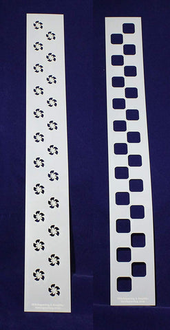 Checkerboard/Flower Border Stencil Set-14 Mil Mylar-3" x 23.5 Painting/Crafts