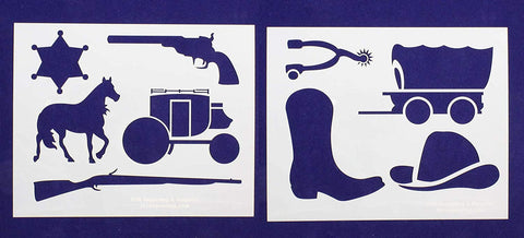 Old West Themed Stencils 2 Pc Set - 14 Mil Mylar