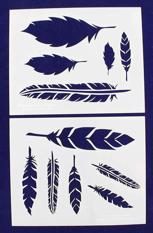 Feathers-2 Piece Stencil Set 14 Mil 8" X 10" Painting /Crafts/ Templates