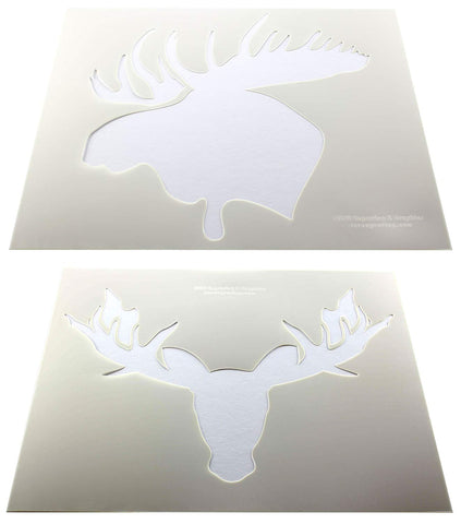 Moose Head Stencils 2 pc set F/S-Mylar 14 Mil 14"H X 17.5"W - Painting /Crafts/ Templates