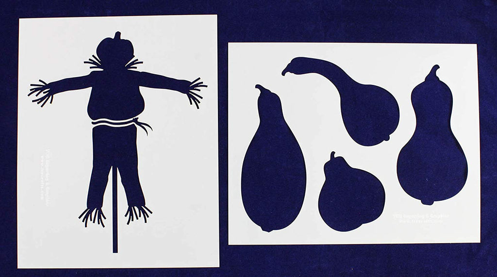 Scarecrow and Gourds Stencils- Mylar 2 Pieces of 14 Mil 8" X 10" Paint ...