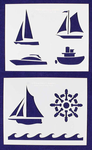 Boat Stencils Mylar 2 Pieces of 14 Mil 8 X 10 Inches - Painting /Crafts/ Templates