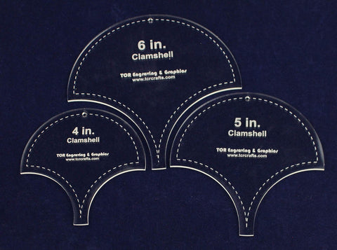 Clamshell Templates. 4", 5", 6". - Clear Acrylic 1/8"