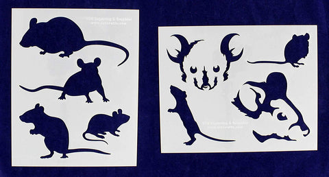 Mouse (Mice) Stencils Mylar 2 Pieces of 14 Mil 8 X 10 Inch- Painting /Crafts/ Templates