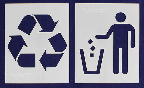 Recycle-Trash 2 Piece Stencil Set 14 Mil 8" X 10" Painting /Crafts/ Templates