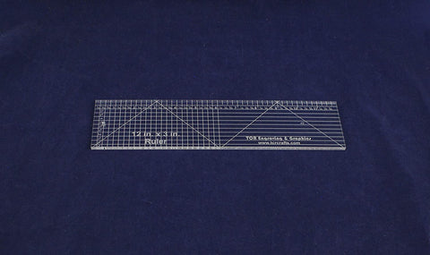 12" Grid Ruler. Acrylic 1/8 Inch -Back Engraved Quilting/Sewing - Imperial
