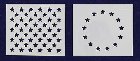 2 Pc- 3.5" x 4" -13 Star Revolutionary War & 50 Star Fields. Stencils