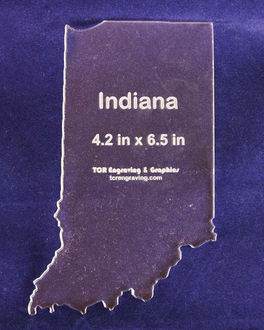 State of Indiana Template 4.2 X 6.5 Inches - Clear 1/4 Inch Thick Acrylic