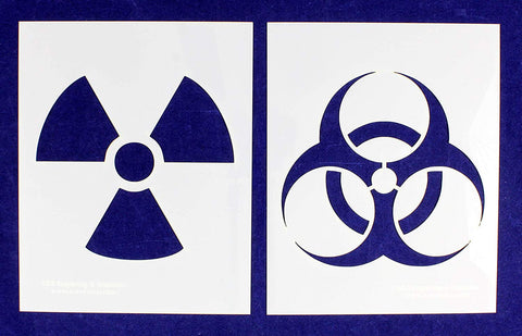 Bio-Hazard-Radiation 2 Piece Stencil Set 14 Mil 14" X 17.5" Painting /Crafts/ Templates