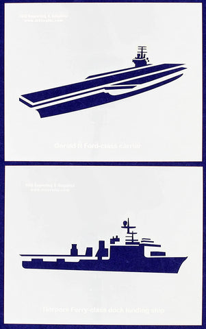 US Navy Ships-2 Piece 14 Mil Mylar Stencil Set Harpers, Ford