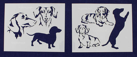 Dachshund Dog Stencils-Mylar 2 Pieces of 14 Mil 8" X 10" - Painting/Crafts/Templates