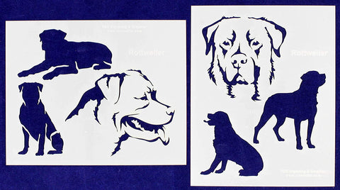 Rottweiler Dog Stencils-Mylar 2 Pieces of 14 Mil 8" X 10" - Painting /Crafts/ Templates