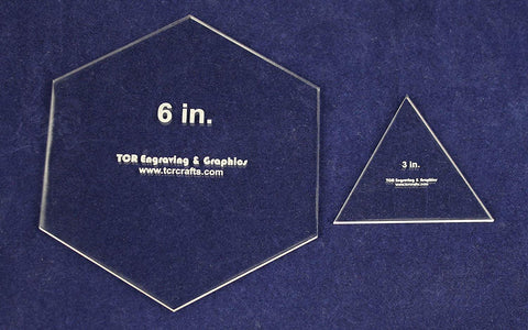 6" Hexagon & 3" Equilateral Triangle -Actual Sizes-1/8" Acrylic