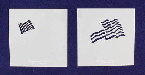 Wavy US Flag in 2 Parts 8" X 8" Stencils- Mylar 2 Pieces of 14 Mil Painting/Crafts/Template