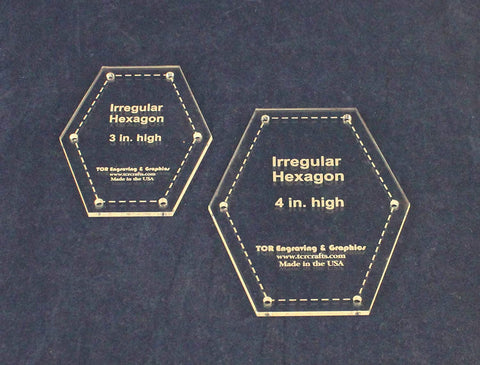 Irregular Hexagon Set - Quilting Templates 1/8 Inch Acrylic