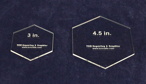 2 Pc Actual Size Hexagon Set -3" and 4.5"- 1/8" Thick