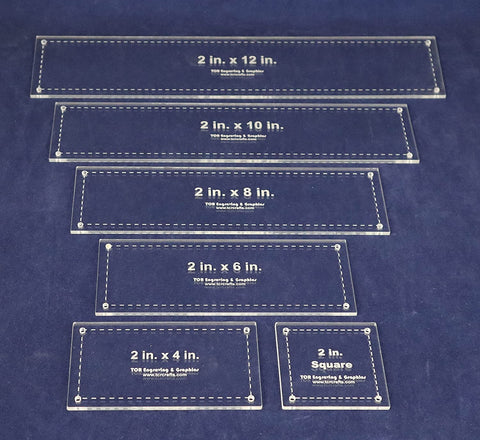 6 Piece Set Rectangles 2x4, 2x6, 2x8, 2x10, 2x12-1- 2 Inch Square -1/8 Inch Thick Acrylic