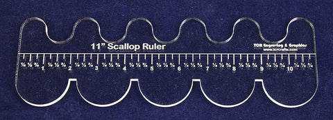 11" Scallop Ruler --Template 1/4"- Clear Acrylic - Quilting/sewing