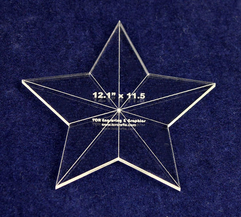 Star Template 12.1" x 11.5" - Clear 1/8" Thick w/ Guidelines & Center Hole