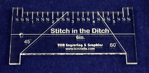6" "Stitch in the Ditch Ruler Template 1/4"- Clear Acrylic - Quilting/sewing