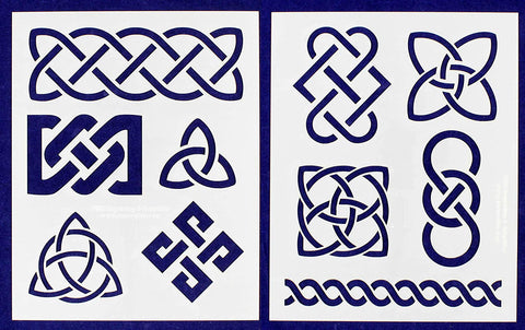 Celtic Knot Stencils 8" X 10" Mylar 2 Pieces of 14 Mil - Painting /Crafts/ Templates
