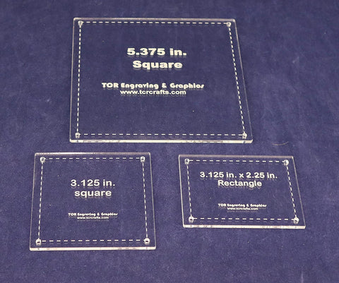 3 Piece Square/Rectangle Set C Quilting Templates 1/8 Inch