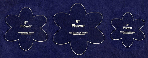 Flower Set - 3 Pieces- 4", 5", 6" -1/4"-Quilt Templates-