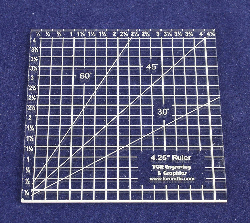 4.25 Inch Square Ruler Acrylic 1/8 Inch thick Quilting/sewing