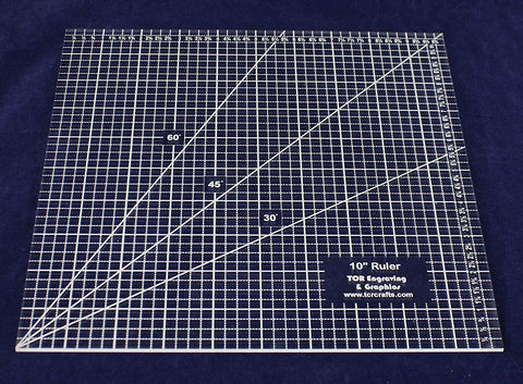 Square Ruler 10". - Clear Acrylic - Quilting/Sewing - Template 1/4"