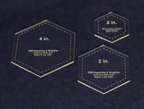 Hexagon Templates. 2", 3", 4" - Clear 1/8"
