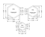 Hexagon Templates. 2", 3", 4" - Clear- With Guide Holes 1/8"