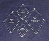 Diamond Templates 4 Pc Set No Tips 2 1/2 to 5 1/2 Inches- Clear 1/8 Inch 60 Degree