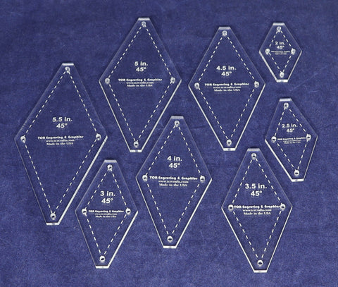 Diamond Templates 8 Pc Set No Tips 2 - 5 1/2 Inches- Clear 1/8 Inch 45 Degree