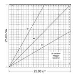 25 CM Square Ruler. Acrylic 1/8 Inch Thick. Quilting/Sewing/Embroidery