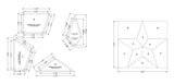 4 Piece 5 Point Star- Quilting Templates 1/8 Inch Acrylic-with Seam