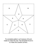 4 Piece 5 Point Star- Quilting Templates 1/8 Inch Acrylic-with Seam