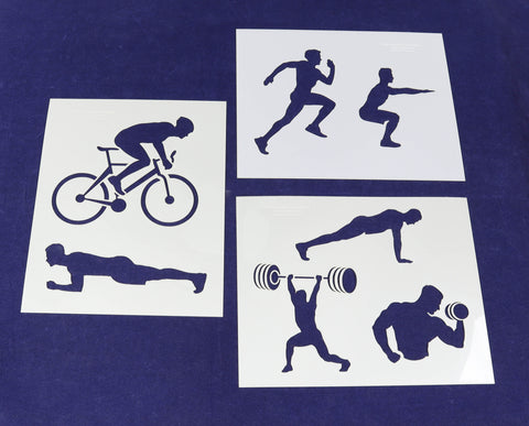 Fitness Stencils- Men-3 Piece Set -14 Mil Mylar