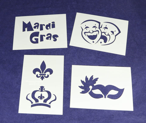 Mardi Gras Stencils 4 Piece Set 5 x 7 Inches