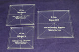Square Quilt Templates. 4, 5, 6 Inches . - Clear with Seam and Guideline Holes 1/8 Inch