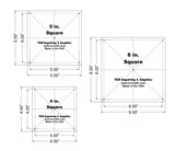 Square Quilt Templates. 4, 5, 6 Inches . - Clear with Seam and Guideline Holes 1/8 Inch