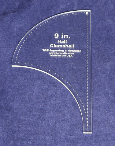 Half Clamshell Template 9 Inches -  Clear Acrylic 1/8 Inch Thick