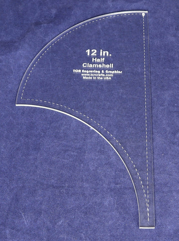 Half Clamshell Template 12 Inches -  Clear Acrylic 1/8 Inch Thick