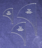 Half Clamshell Template 3 Piece Set 6,9,12 Inches - Clear Acrylic 1/8 Inch Thick