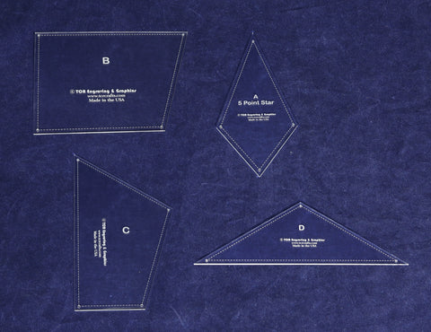 4 Piece 5 Point Star- 18 Inches Quilting Templates 1/8 Inch Acrylic-with Seam